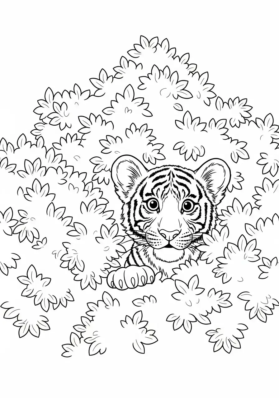 Kleiner Tiger lugt hervor