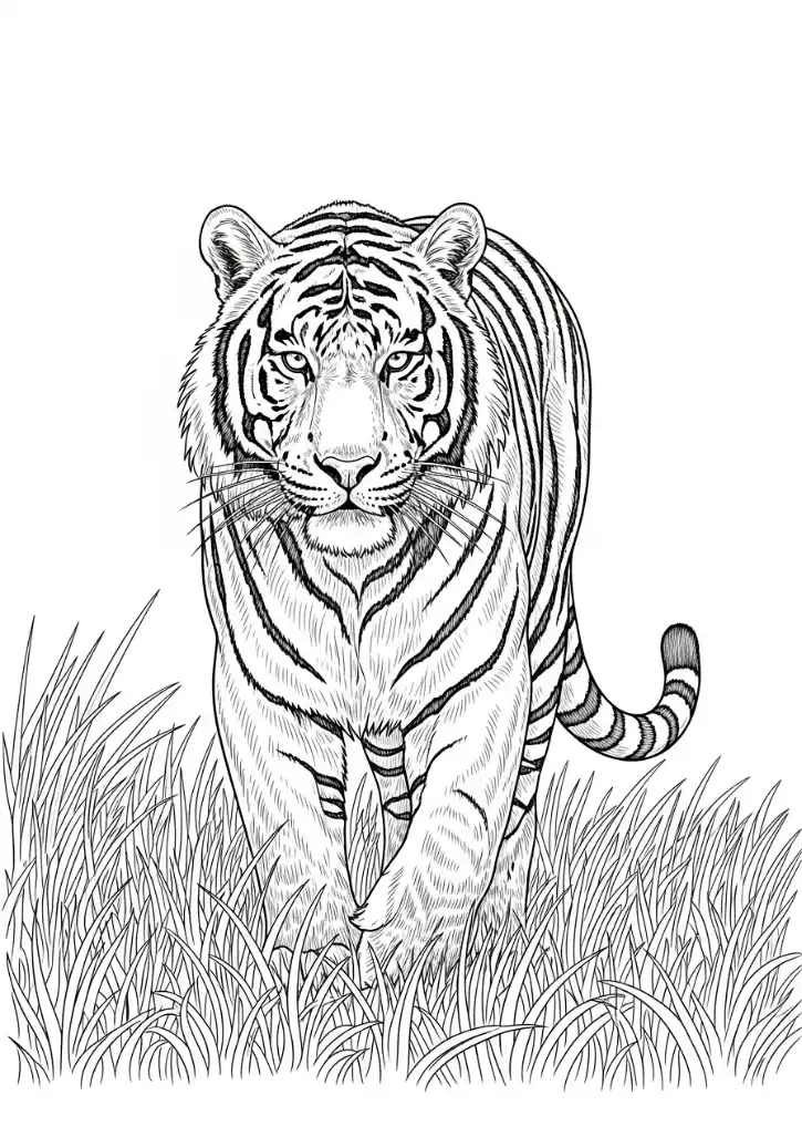 Majestätischer Tiger im hohen Gras