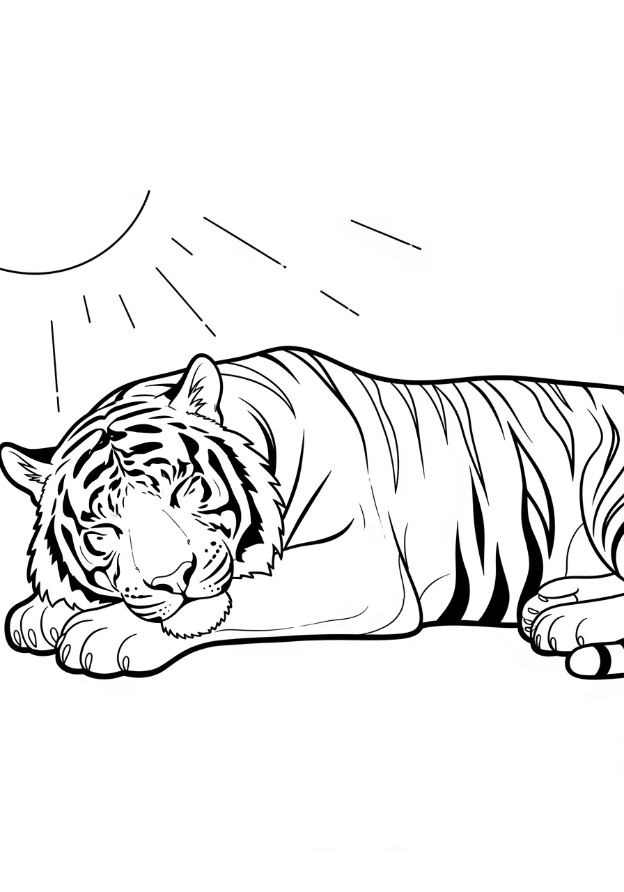 Schlafender Tiger in der Sonne