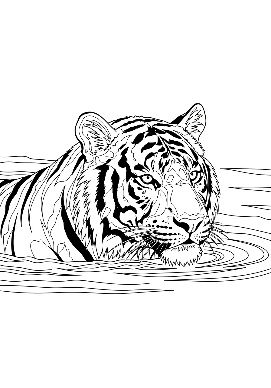 Schwimmender Tiger im Fluss