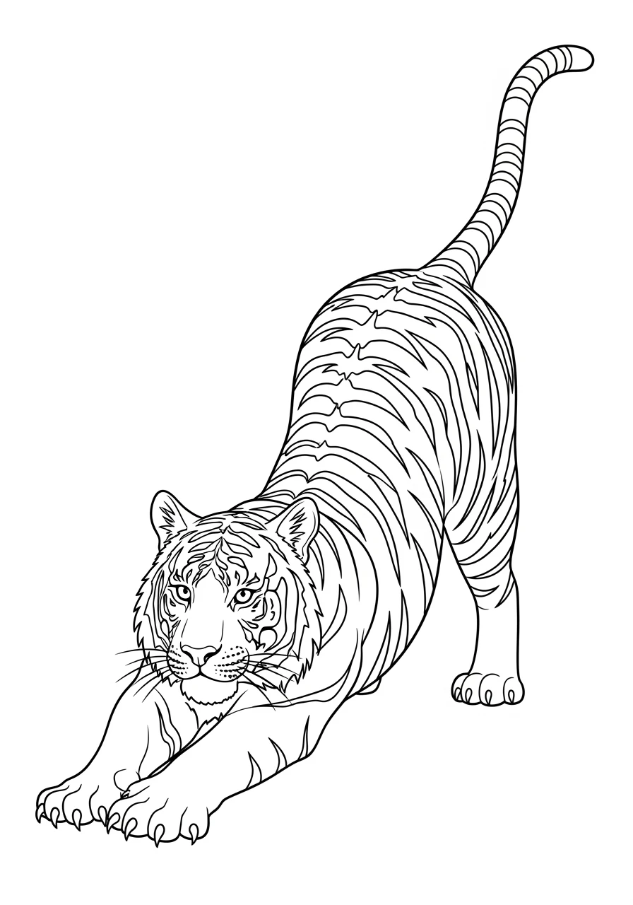 Sich dehnender Tiger