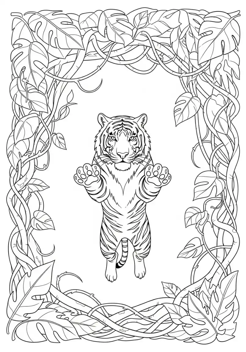 Tiger springt durch den Dschungel