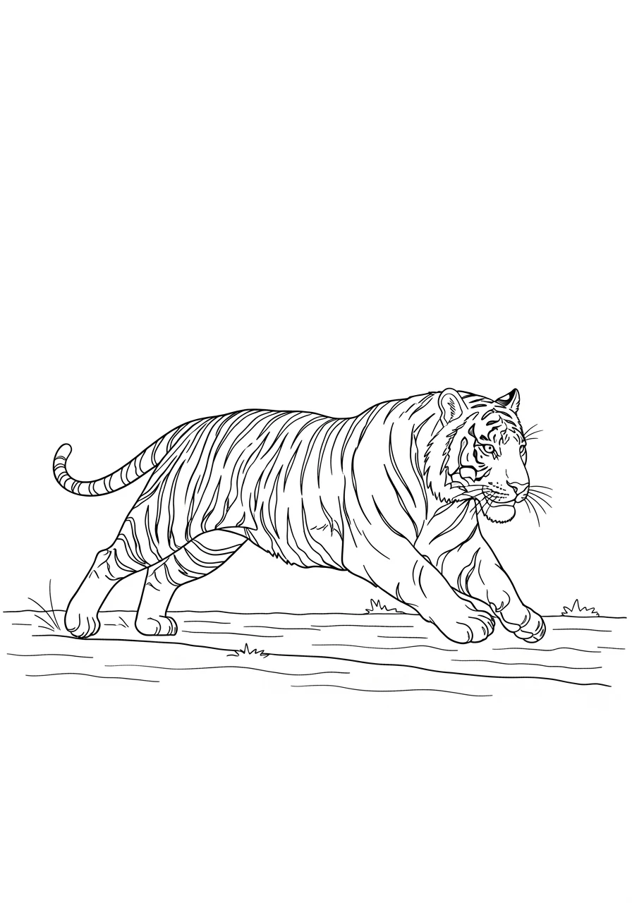 Tiger sprintet durch die Ebene