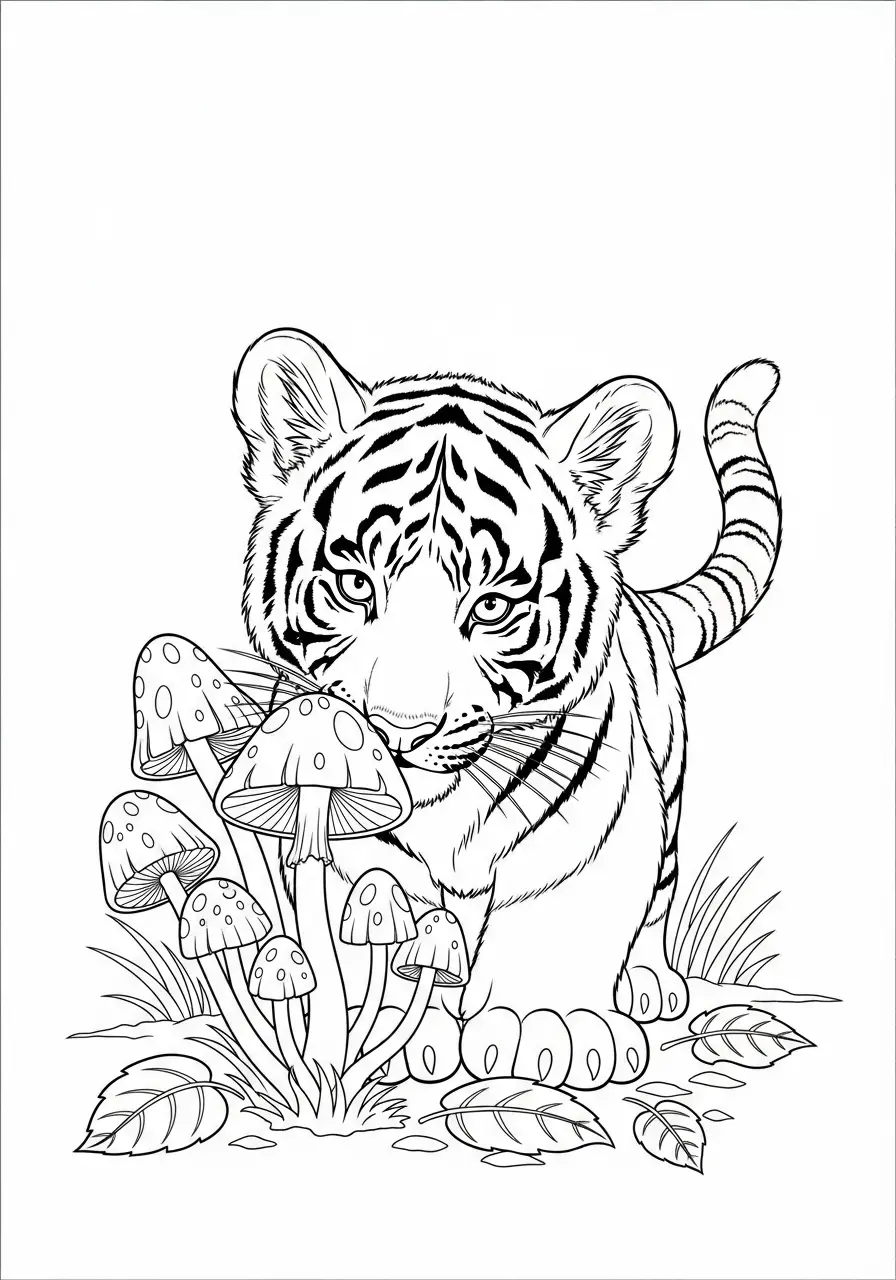 Tigerbaby entdeckt Waldpilze