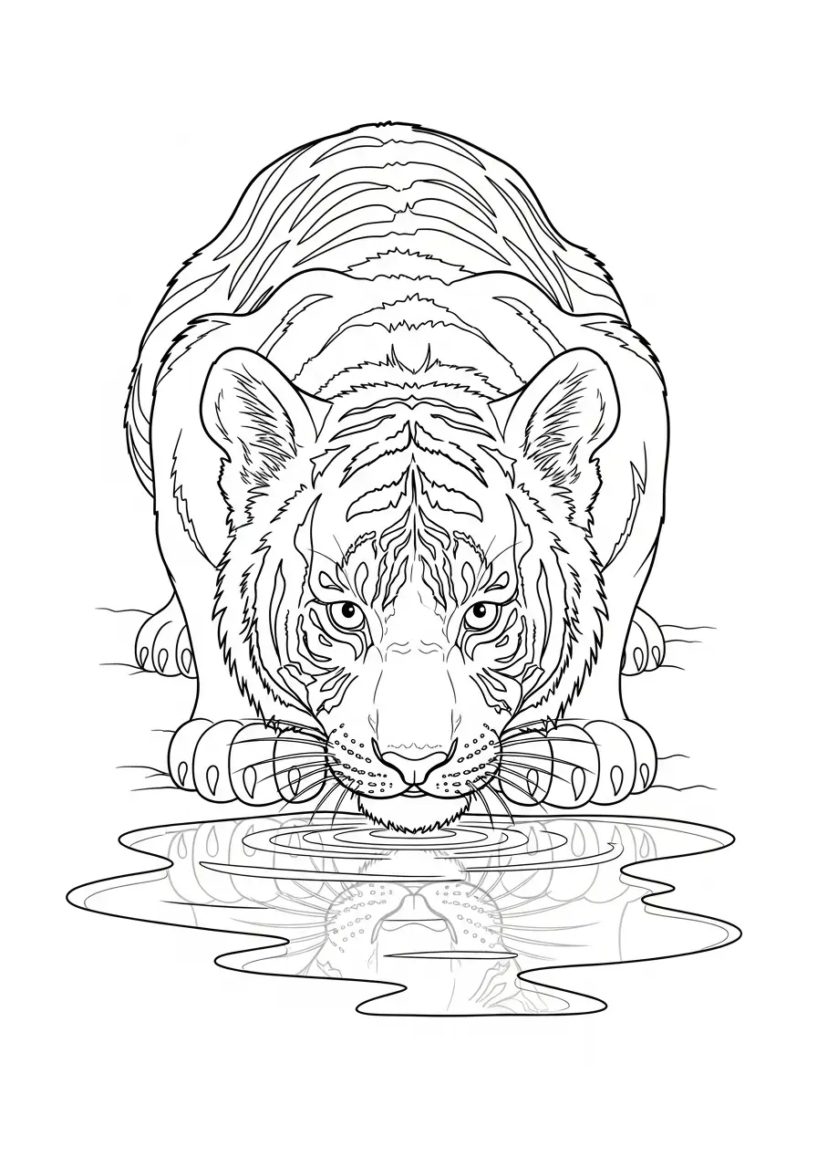 Trinkendes Tigerbaby am Tümpel