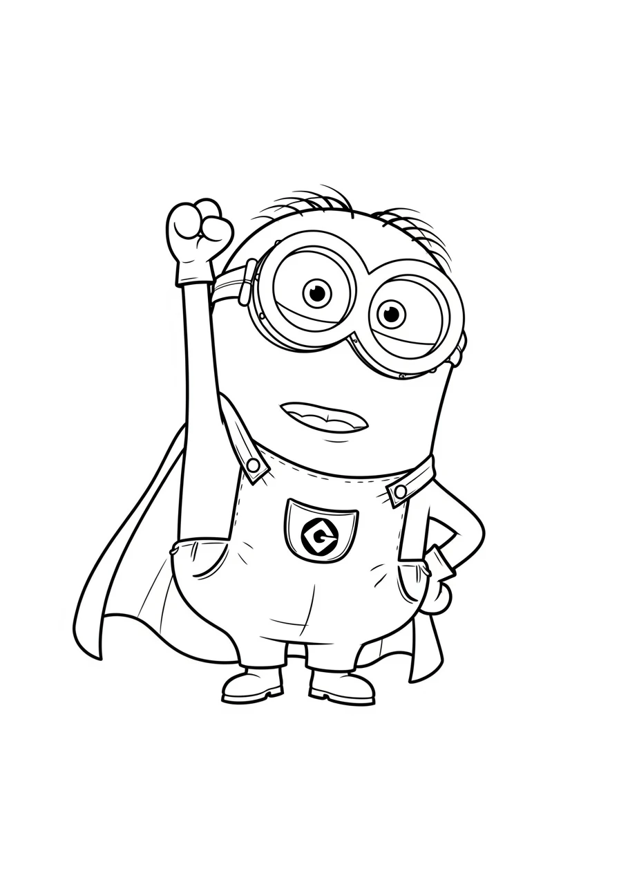 Ein Minion im Superheldenkostüm