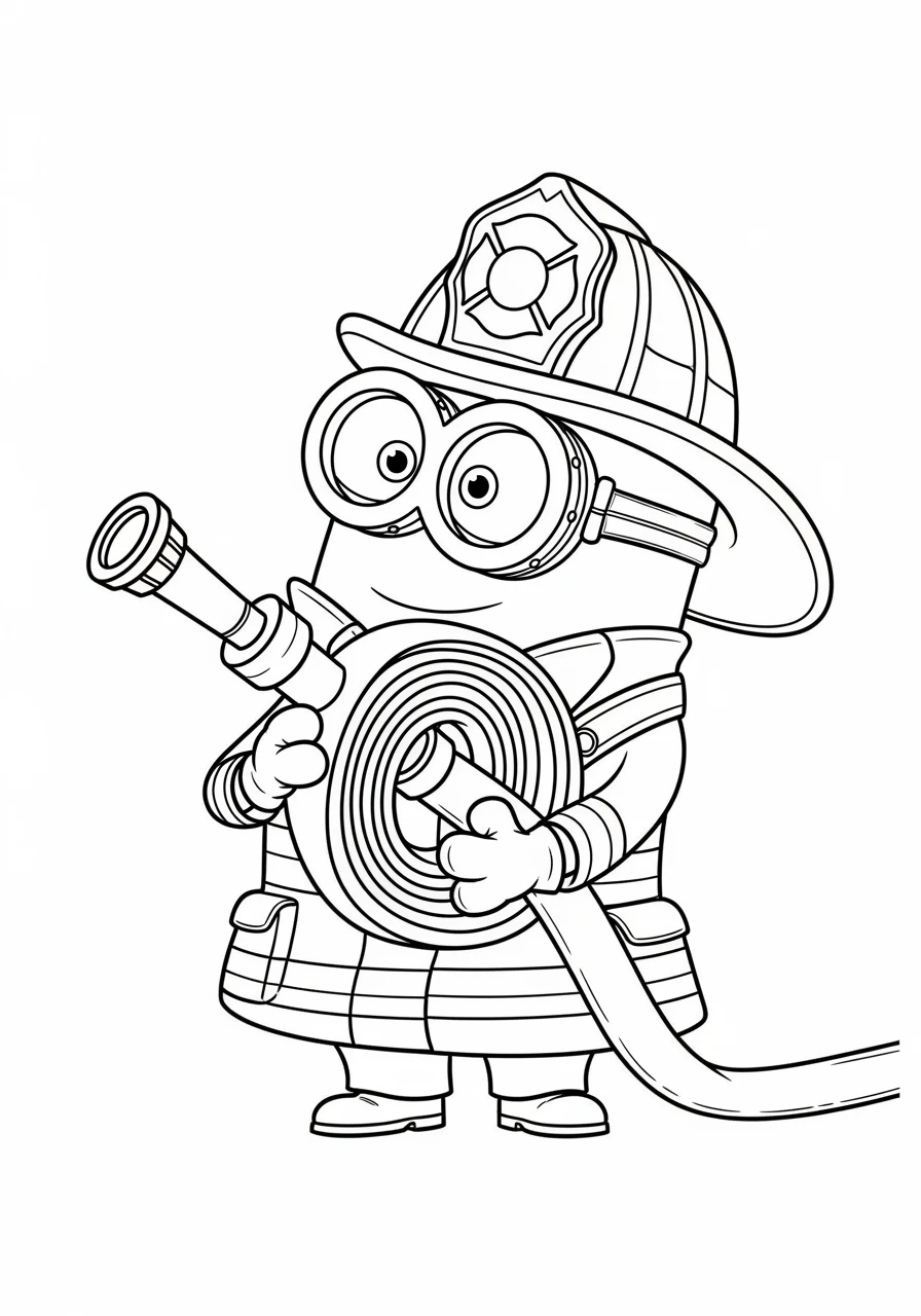 Feuerwehr-Held und ausmalbilder minions
