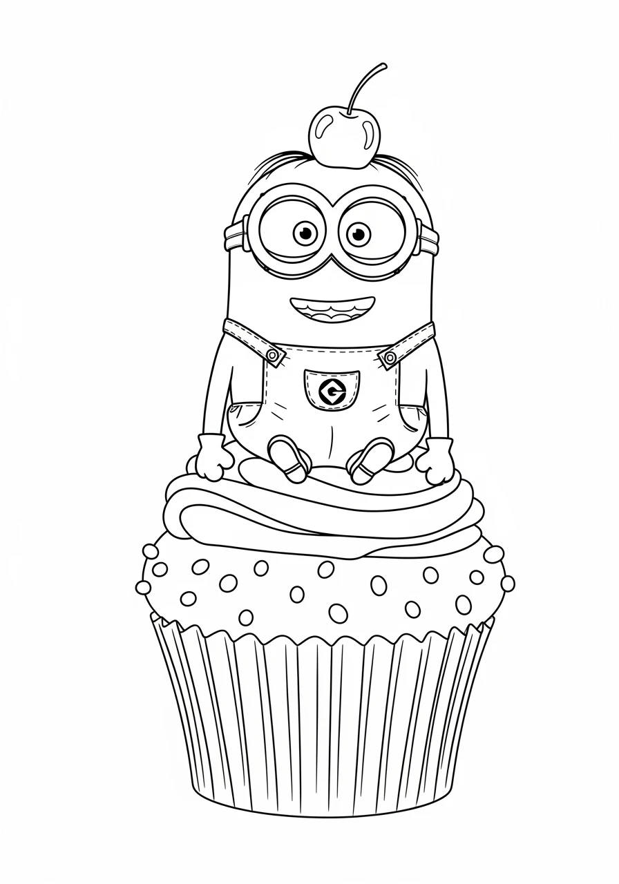 Minion auf einem riesigen Cupcake
