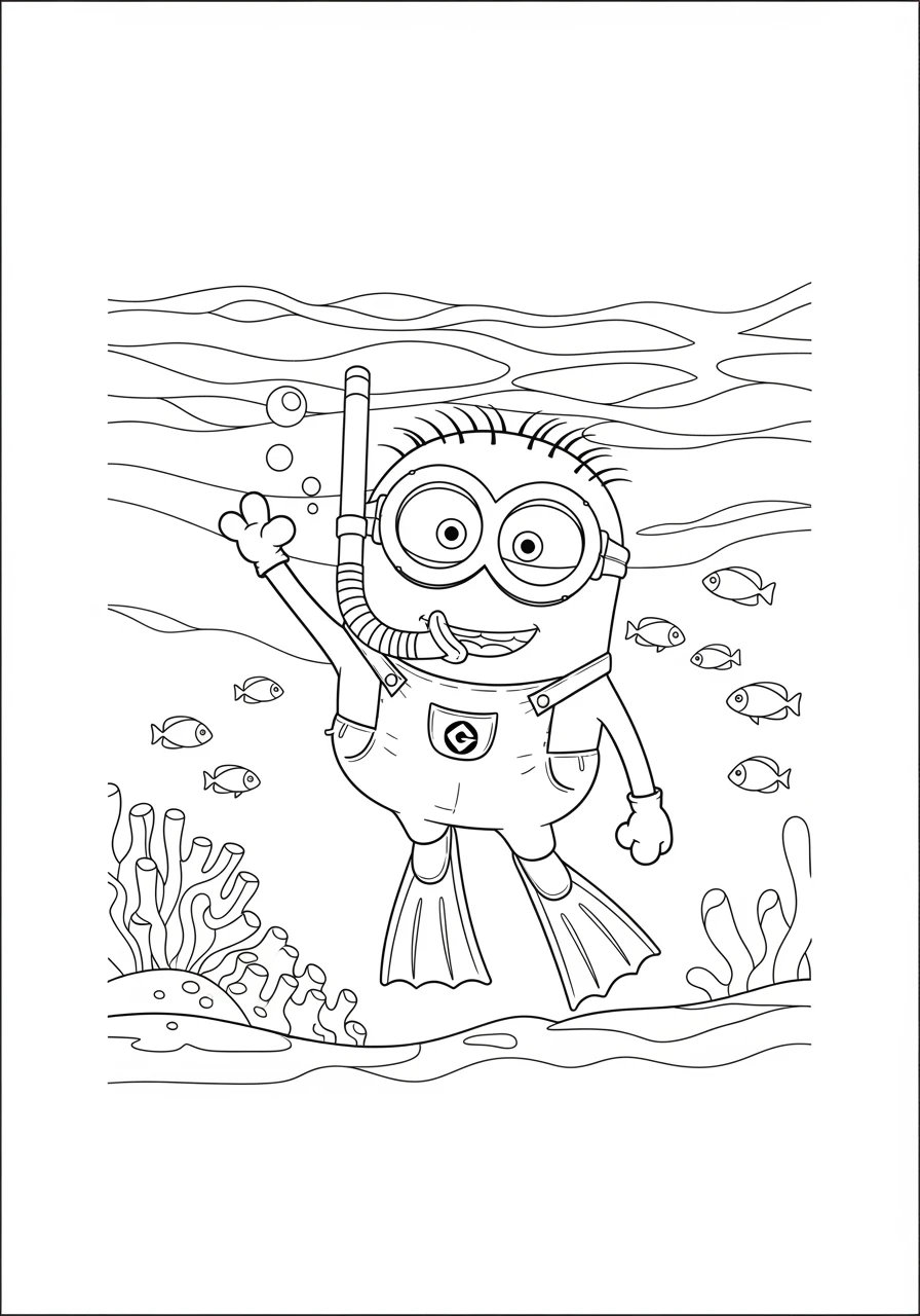 Schnorchelnder Minion unter Wasser