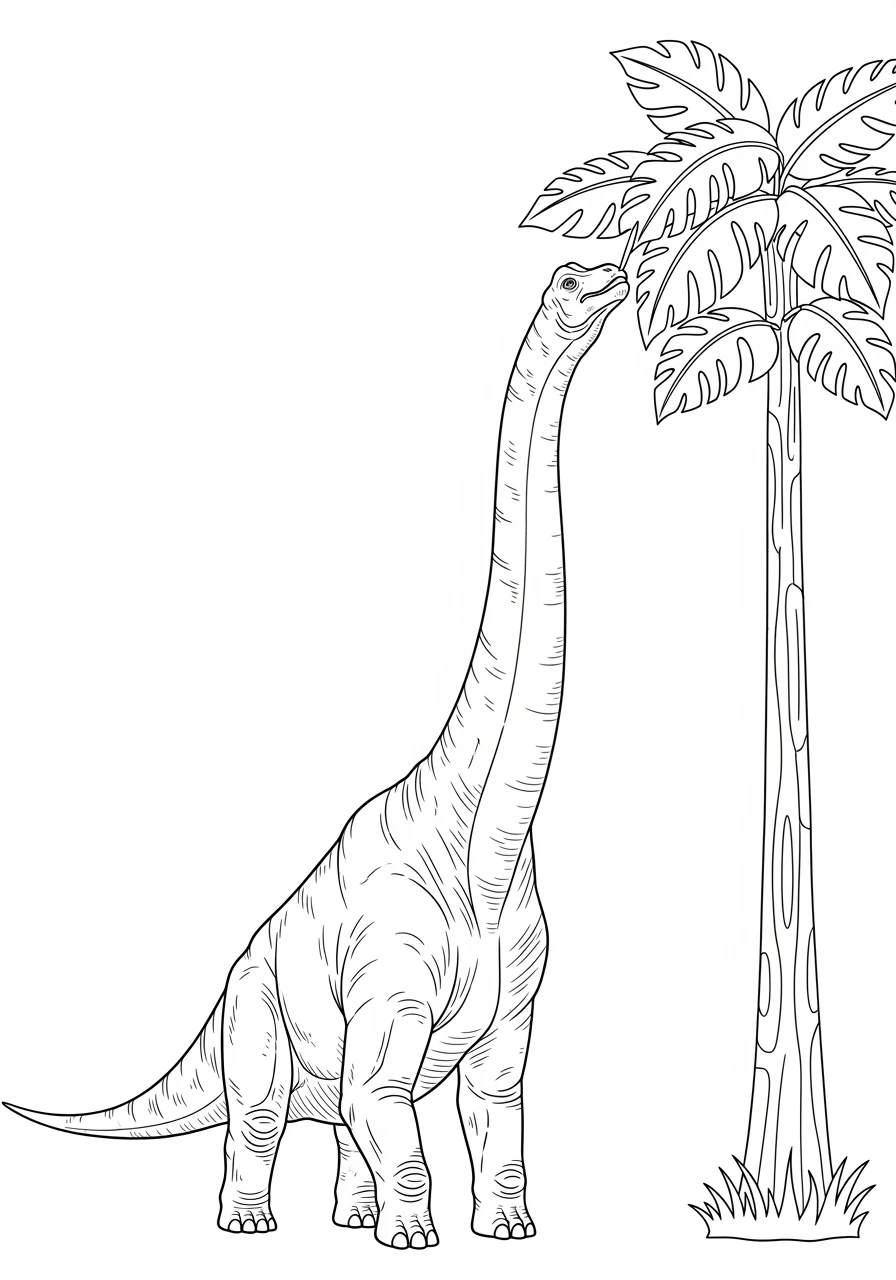 Brachiosaurus am hohen Tropenbaum