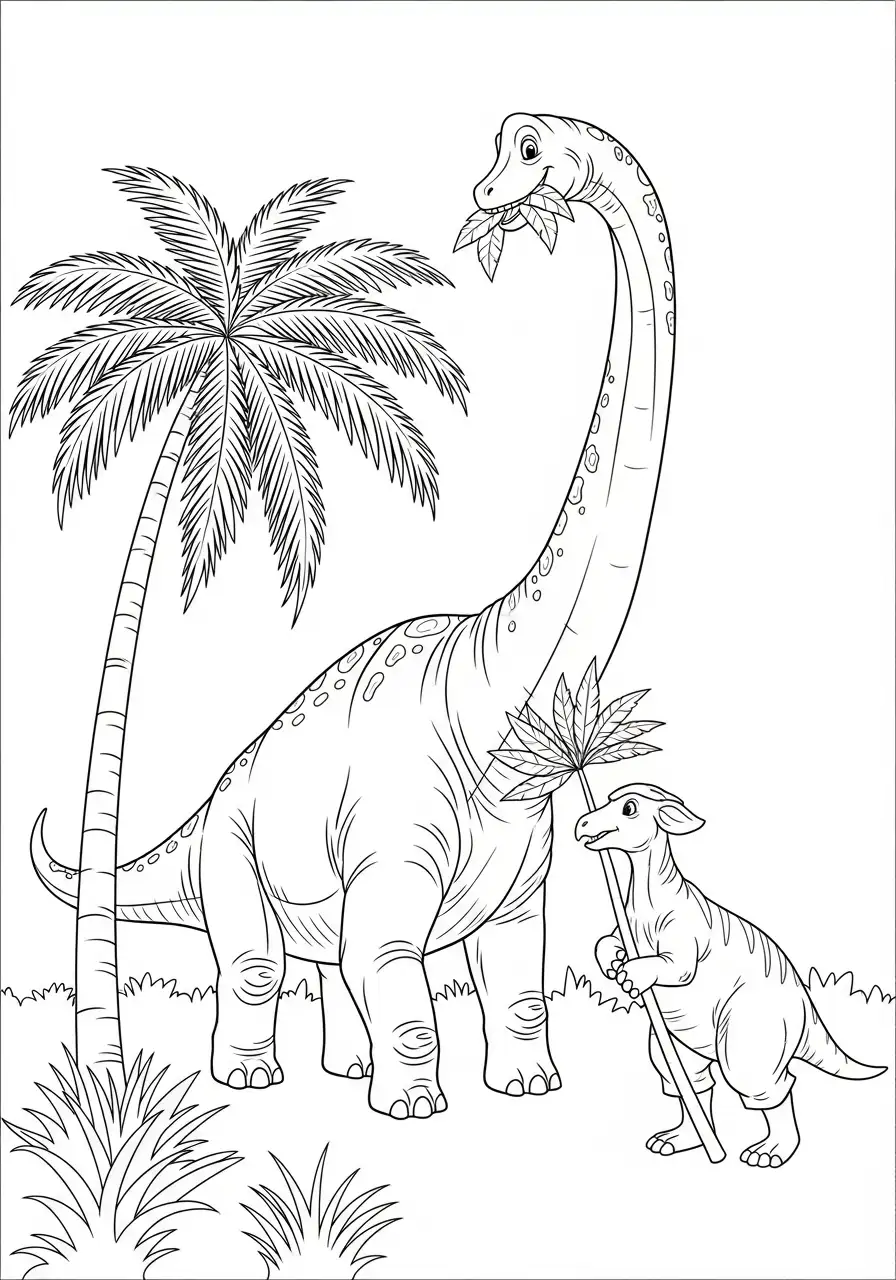 Brachiosaurus an einer hohen Palme