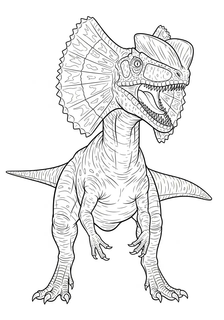 Dilophosaurus mit aufgestellter Halskrause