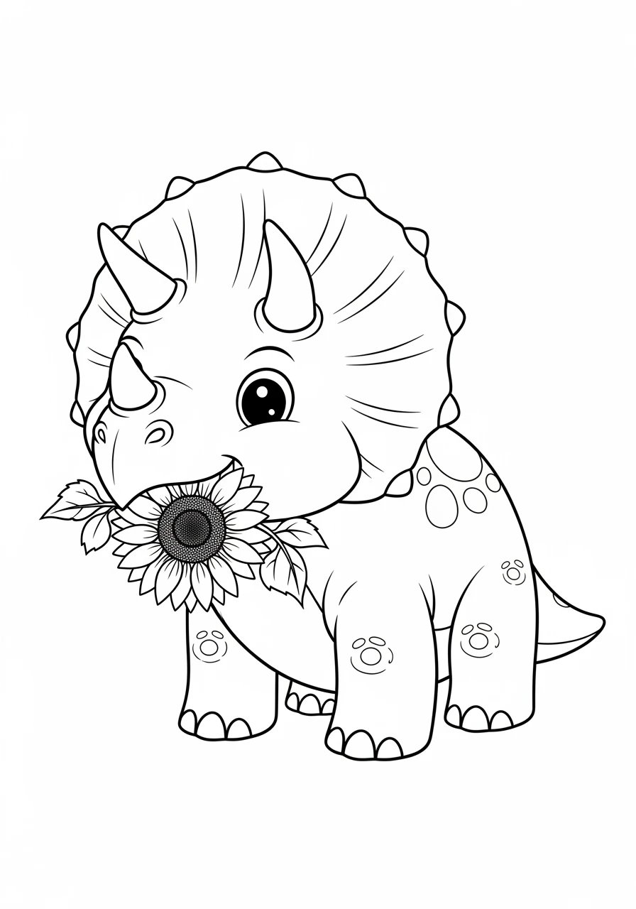 Dino mit großer Sonnenblume