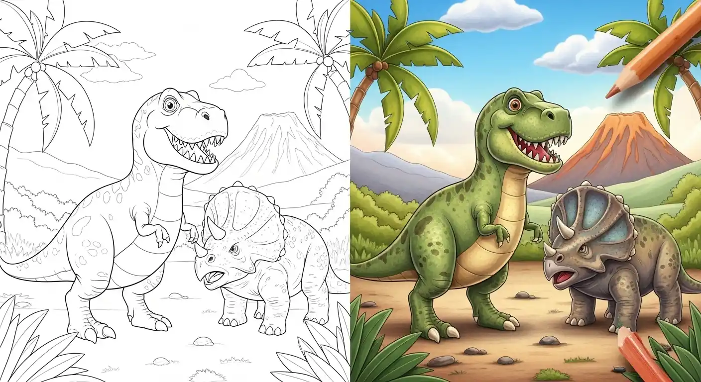 Dino Ausmalbilder Beitragsbild