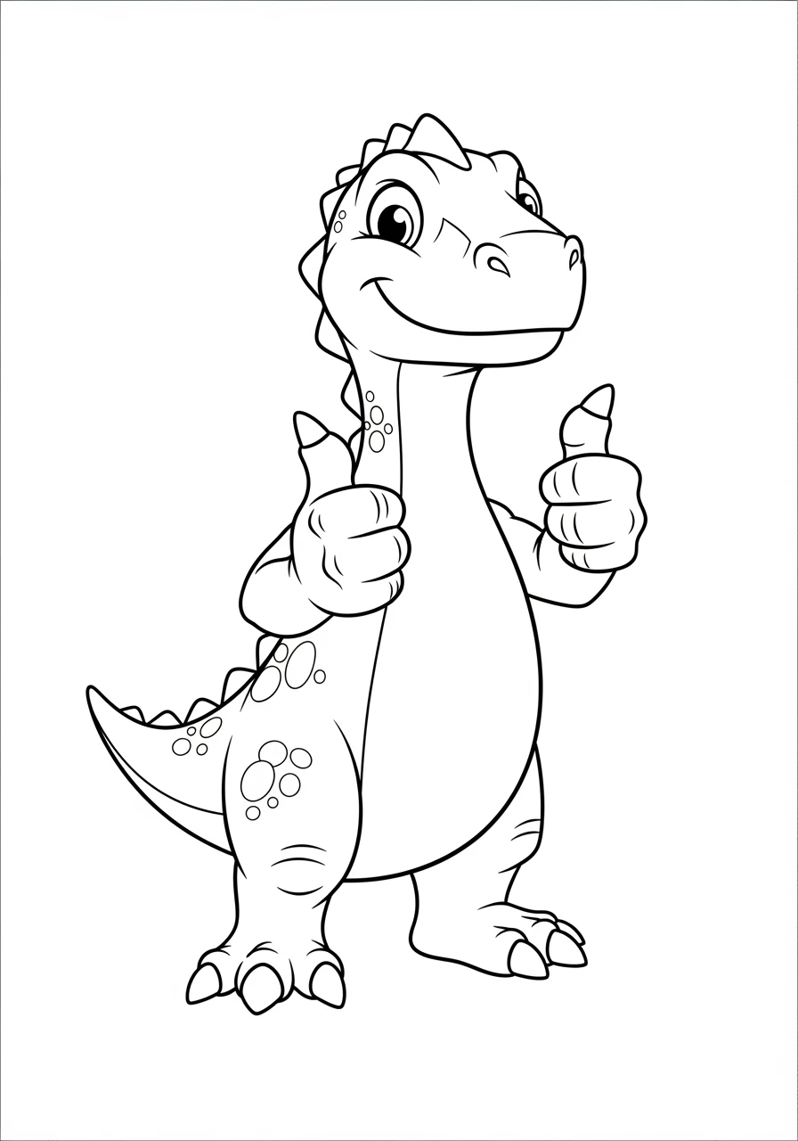 Fröhlicher Iguanodon zeigt Daumen