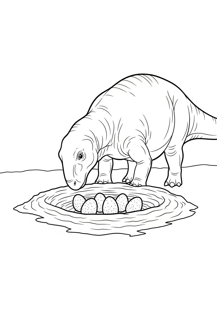 Maiasaura-Mutter am Dino-Nest