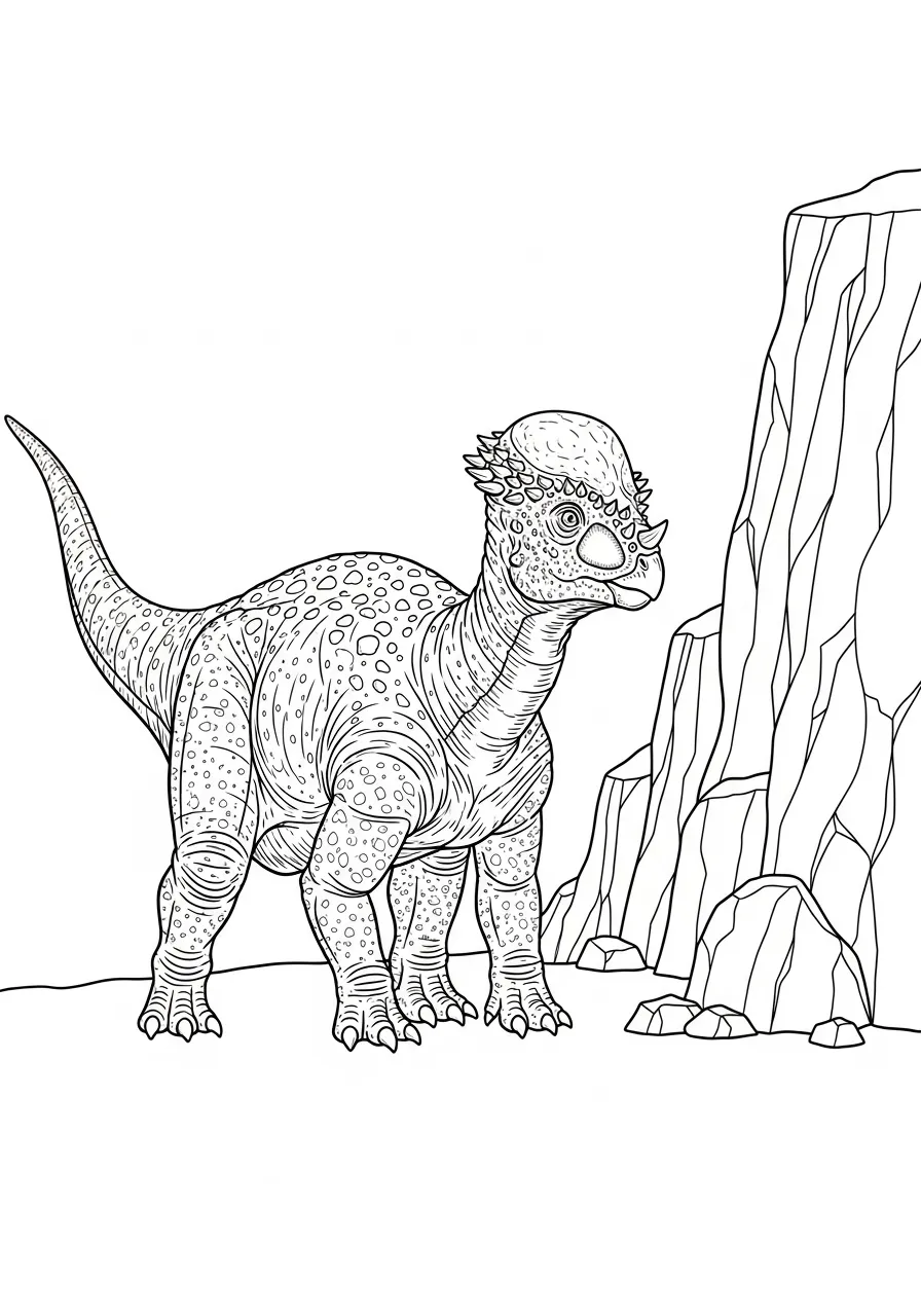 Pachycephalosaurus an einer Klippe