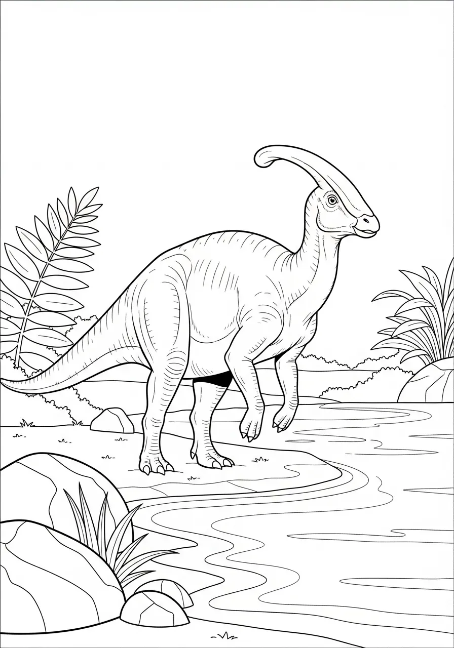 Parasaurolophus am See