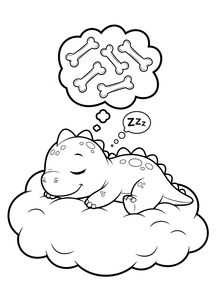 Schlafender Dino auf einer Wolke