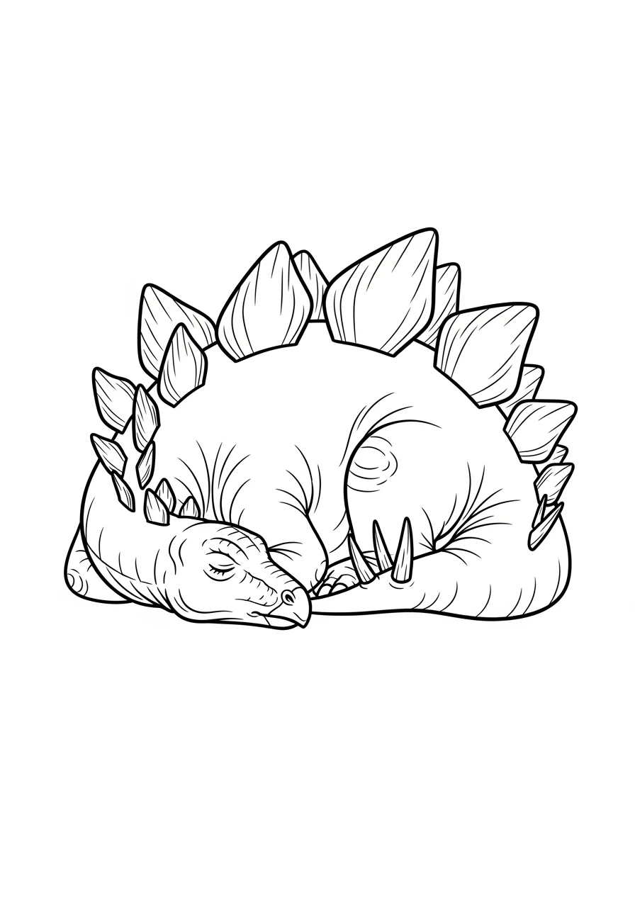 Schlafender Stegosaurus am Boden