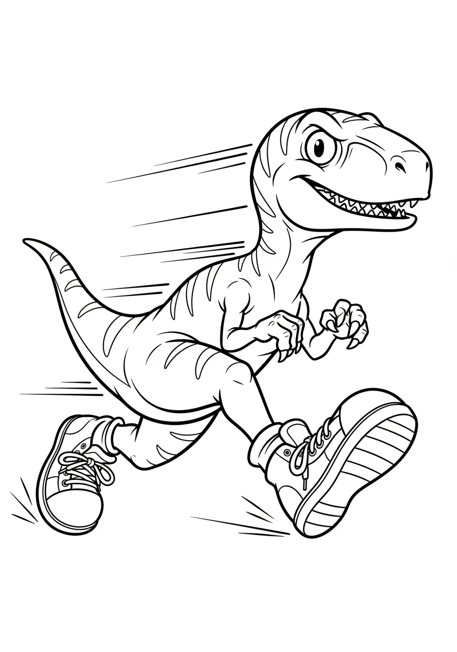 Schneller Velociraptor in Turnschuhen