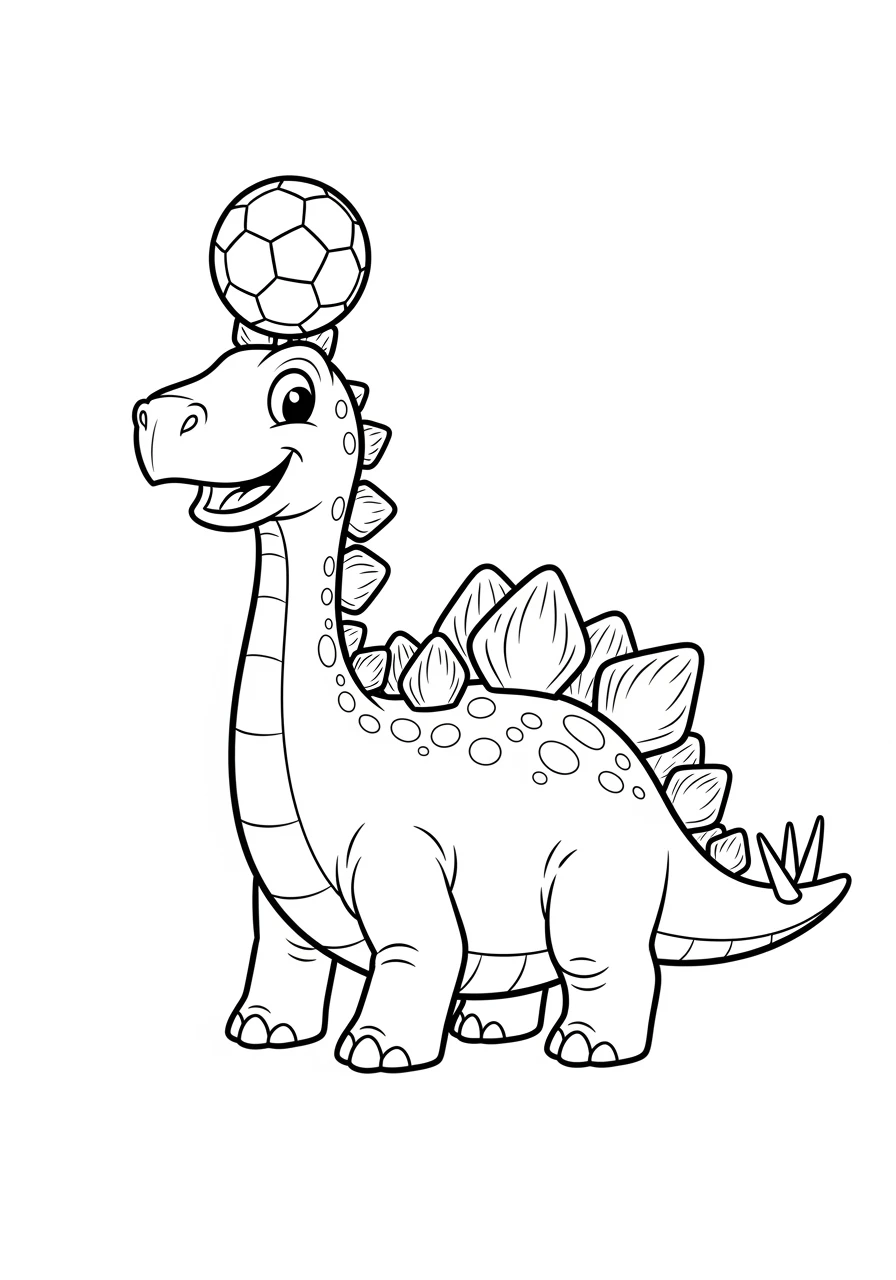 Stegosaurus balanciert einen Fußball