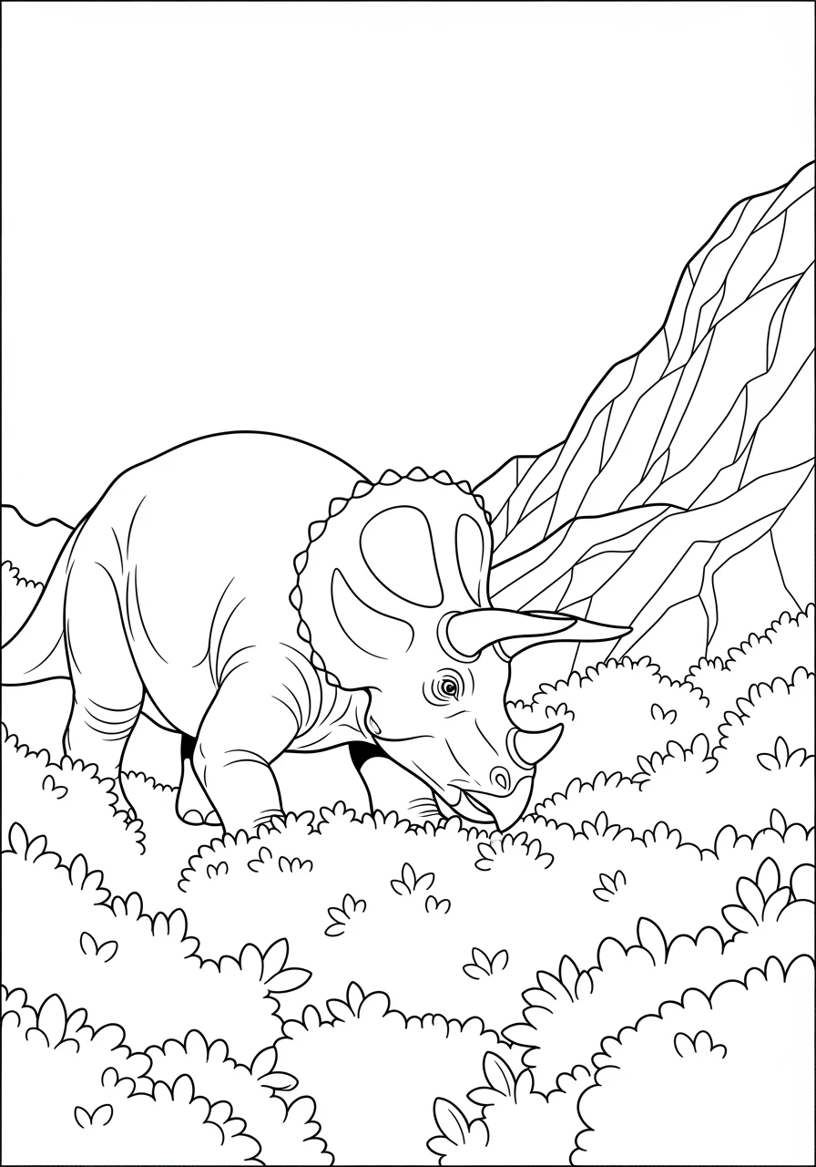 Triceratops grast am Felshügel