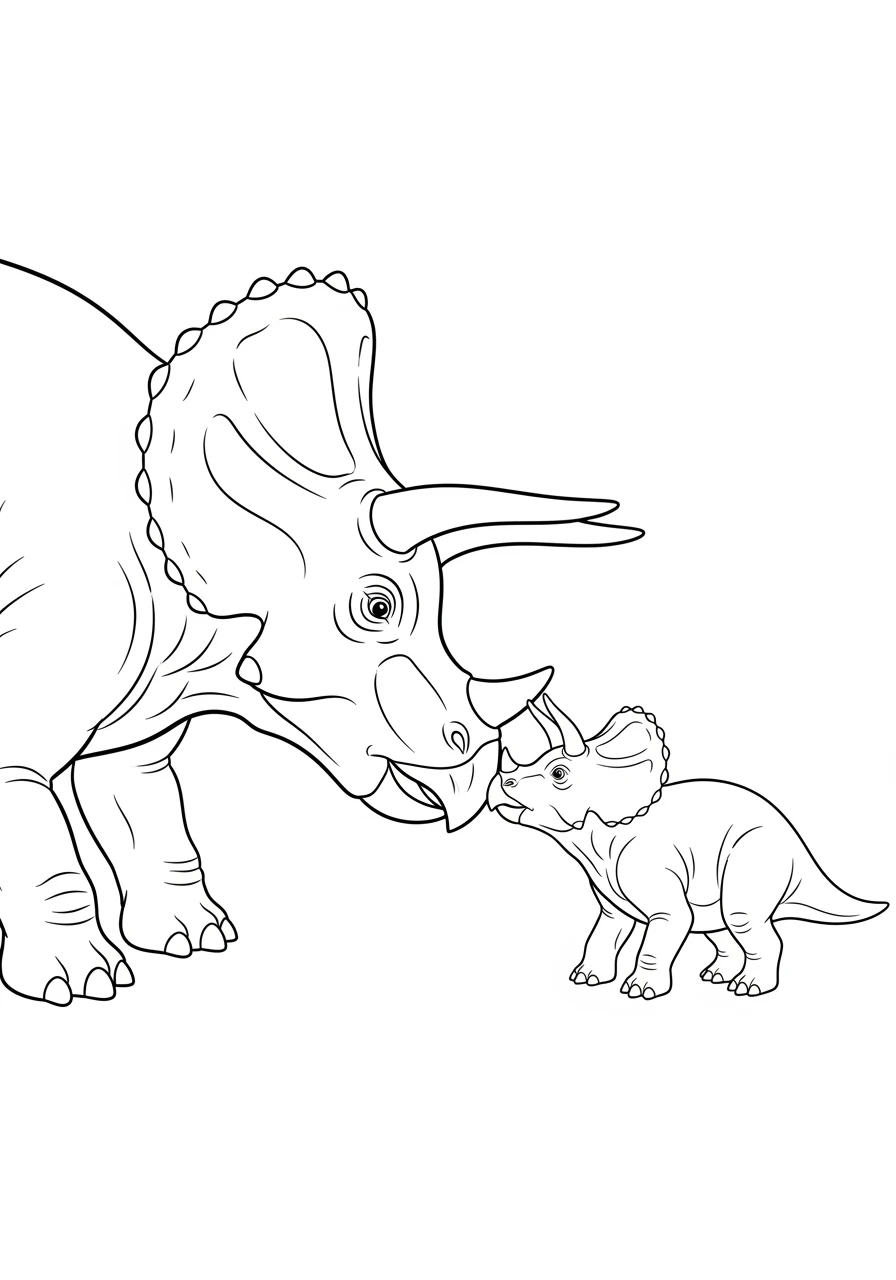Triceratops-Mutter mit ihrem Baby
