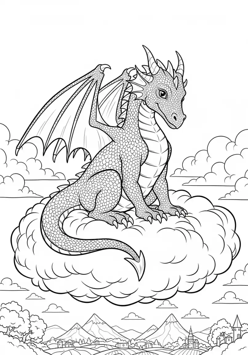 Drache auf einer flauschigen Wolke
