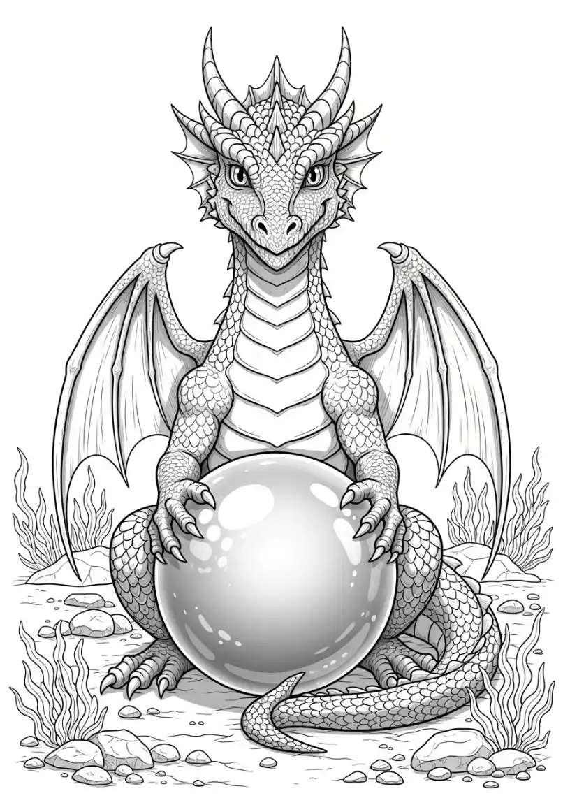 Drache mit einer glänzenden Perle