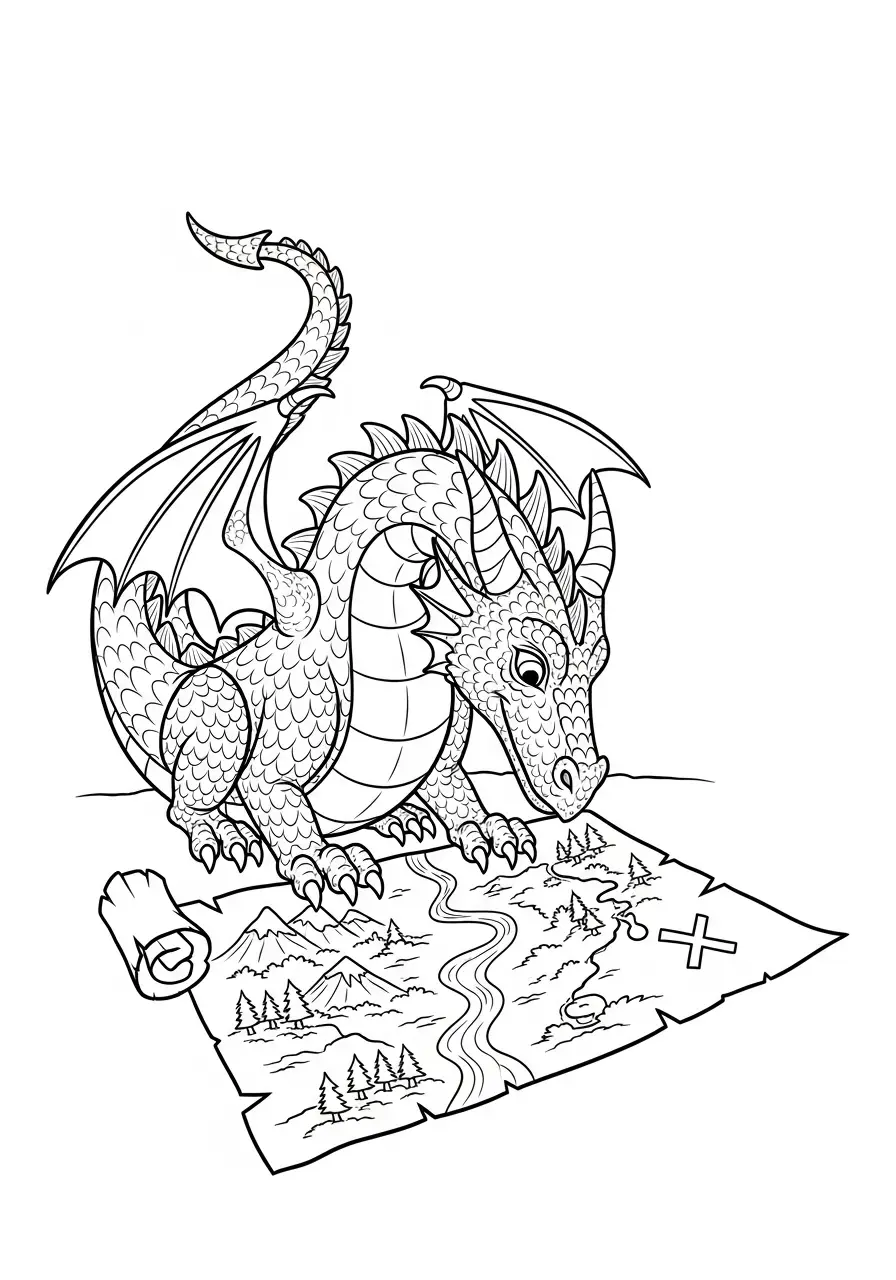 Drache mit einer Schatzkarte