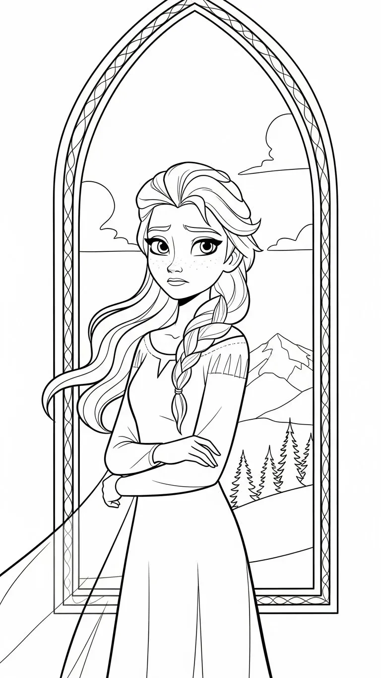 Elsa blickt nachdenklich hinaus