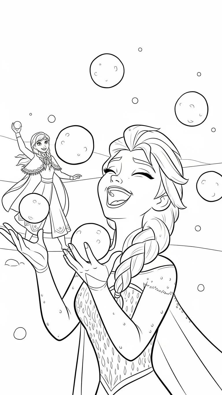 Elsa und Anna beim Schneespiel