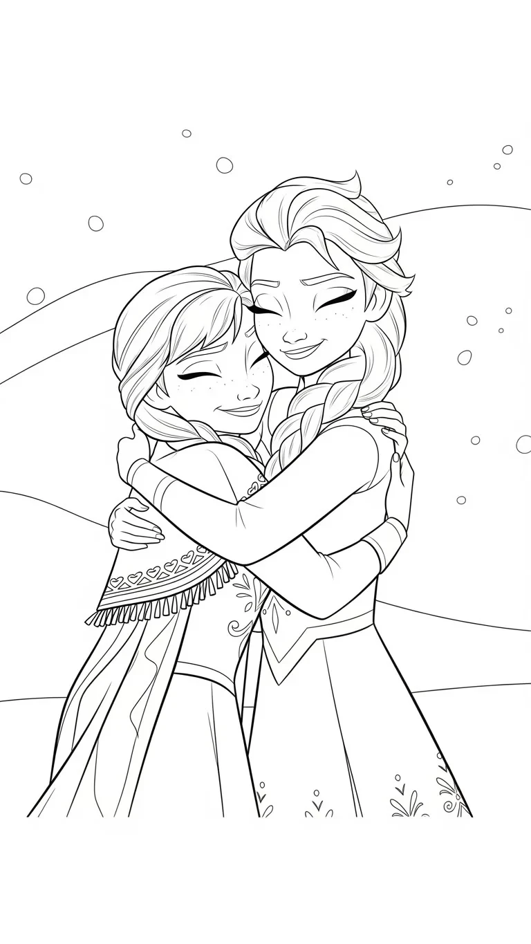 Elsa und Anna umarmen sich