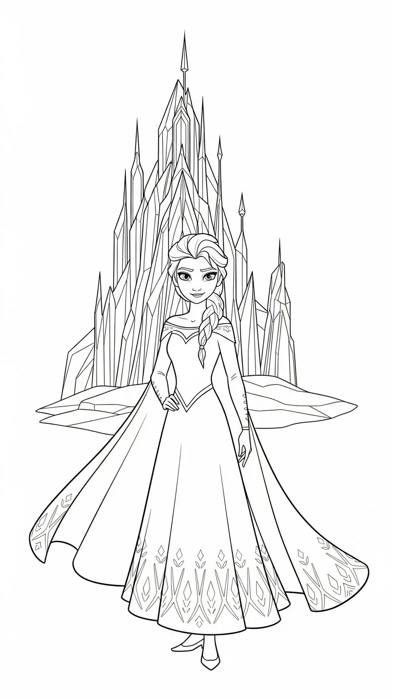 Elsa vor ihrem Eispalast