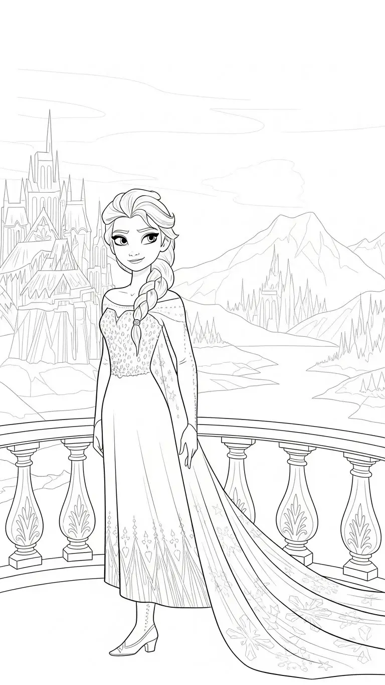 Elsa vor ihrem Eisschloss