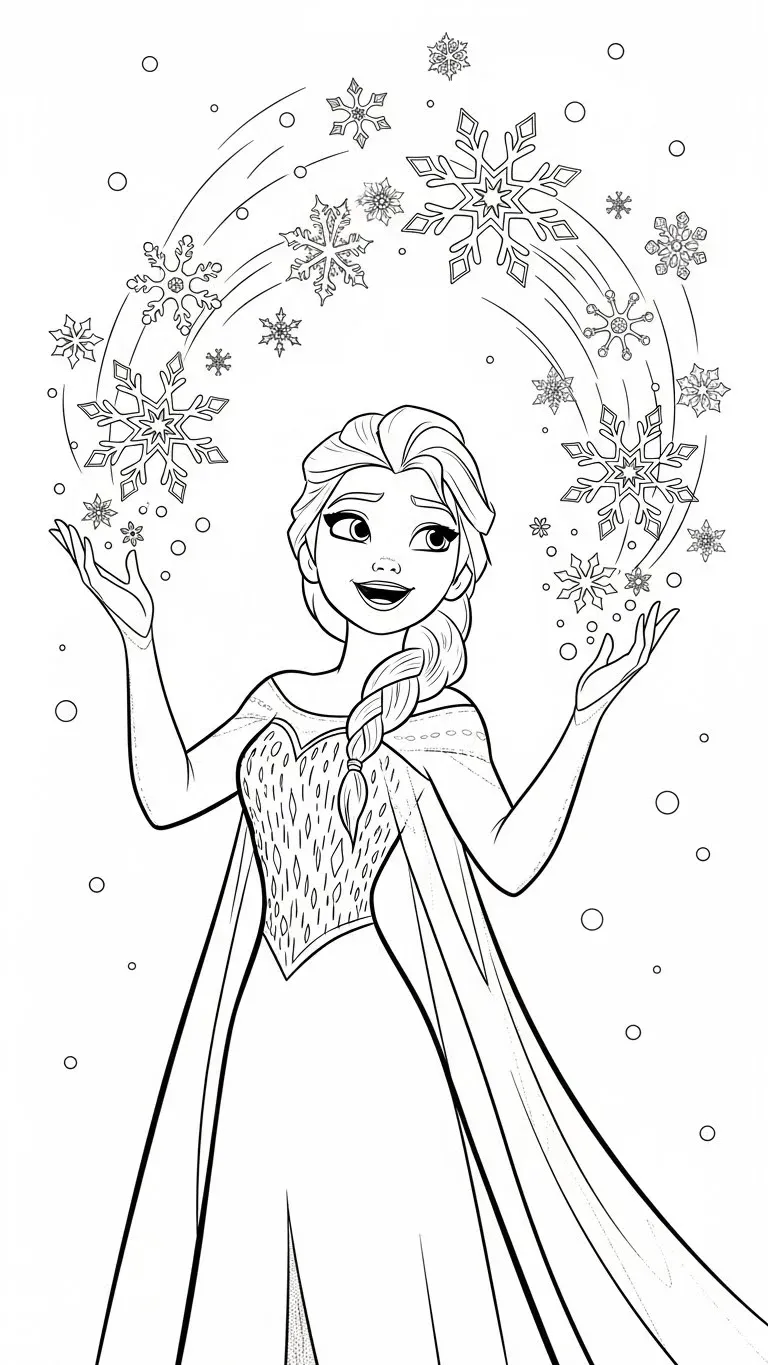 Elsa zaubert magische Schneeflocken