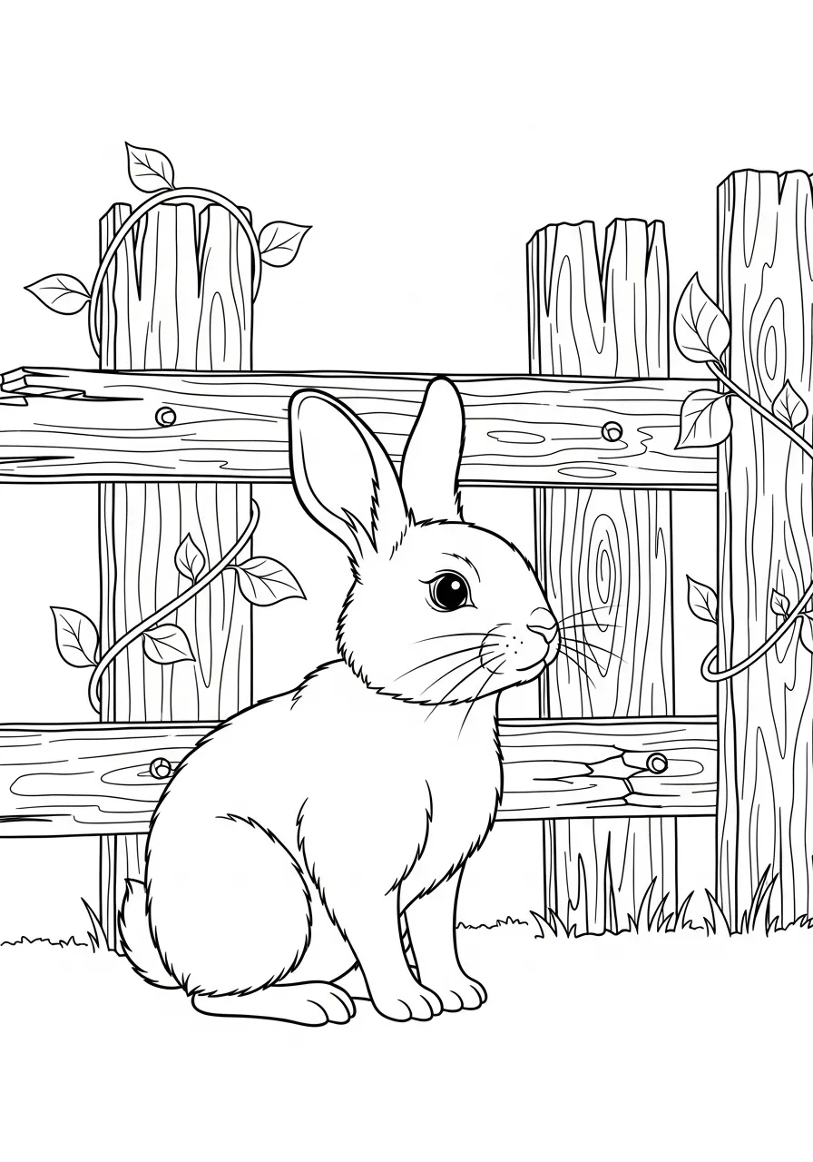 Hase am rustikalen Holzzaun