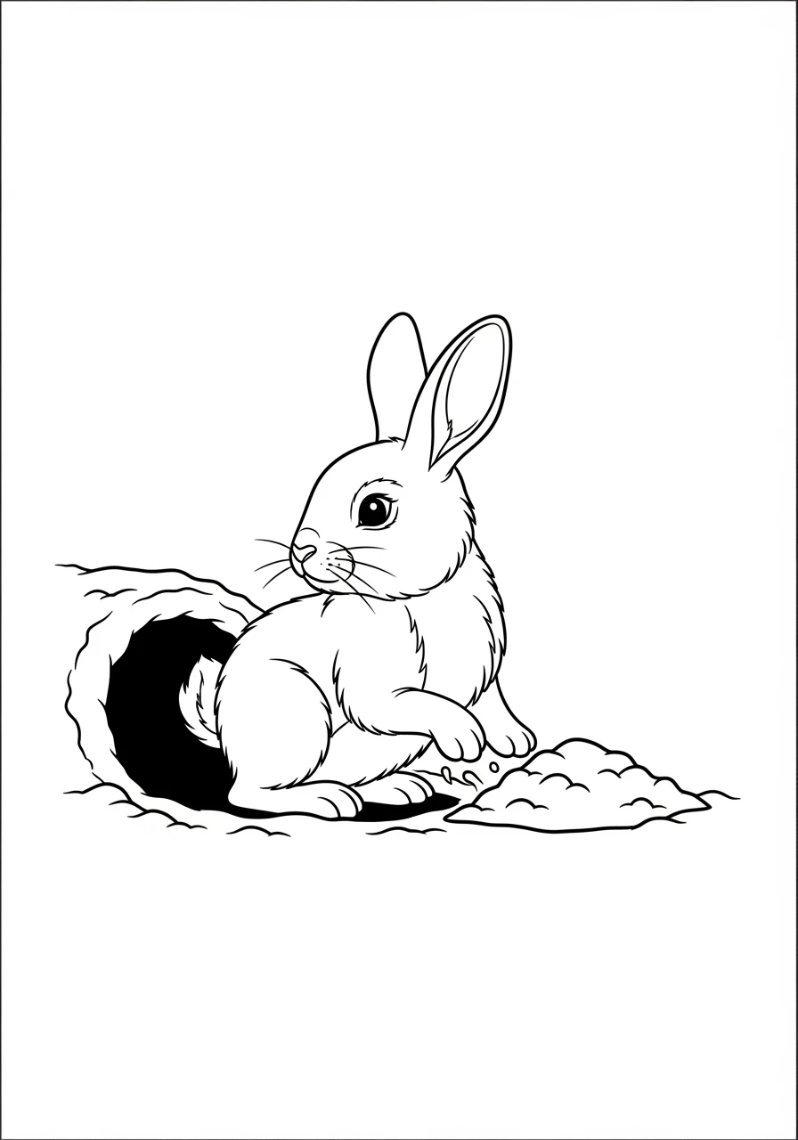 Hase gräbt einen Bau