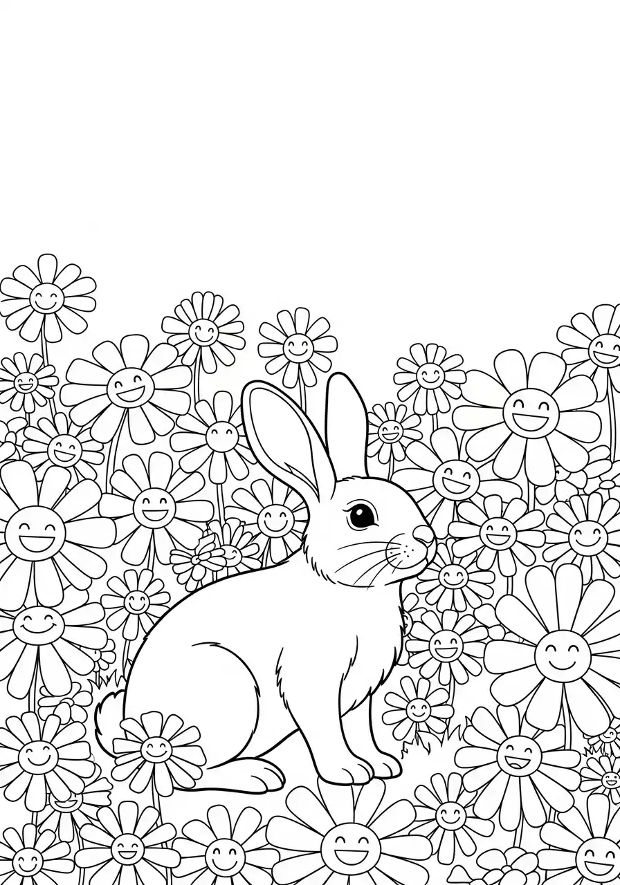 Hase im Gänseblümchenfeld