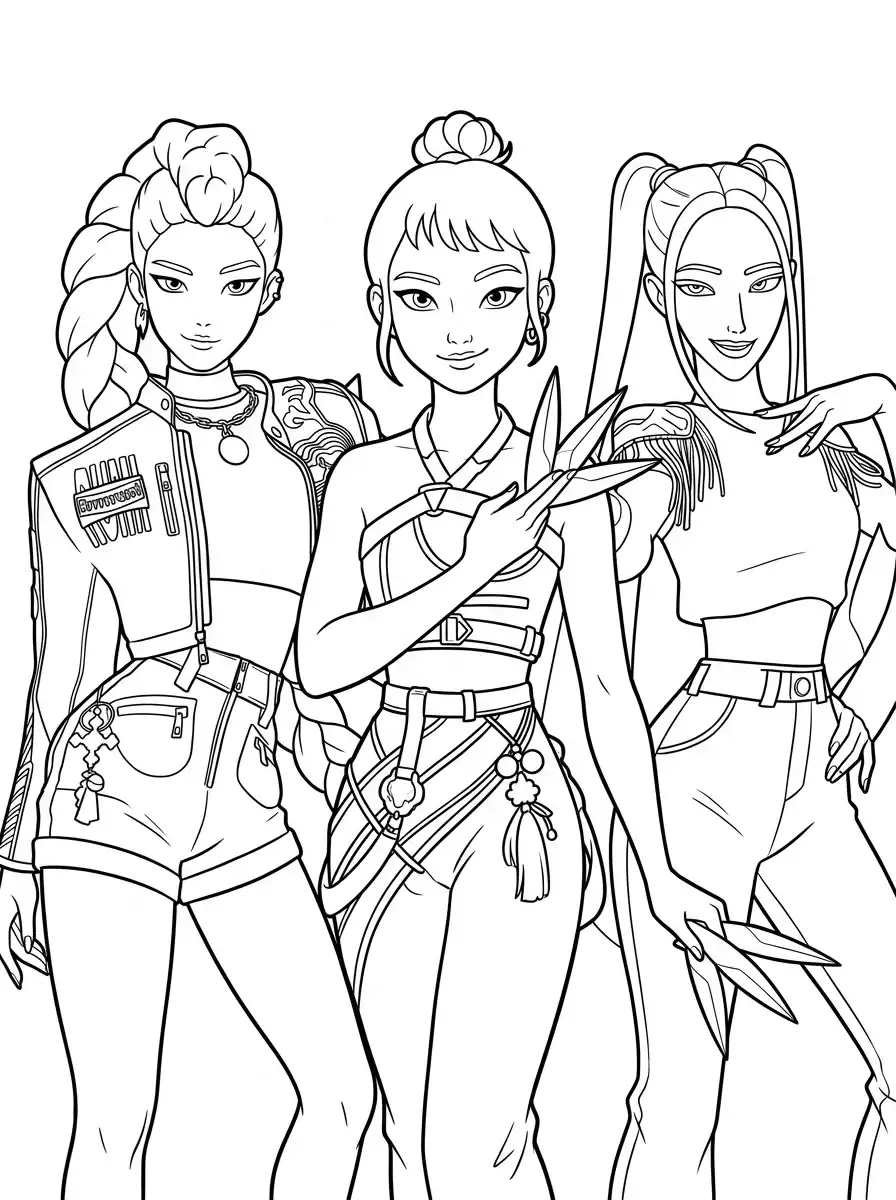 Drei stylische K-Pop Dämonenjägerinnen