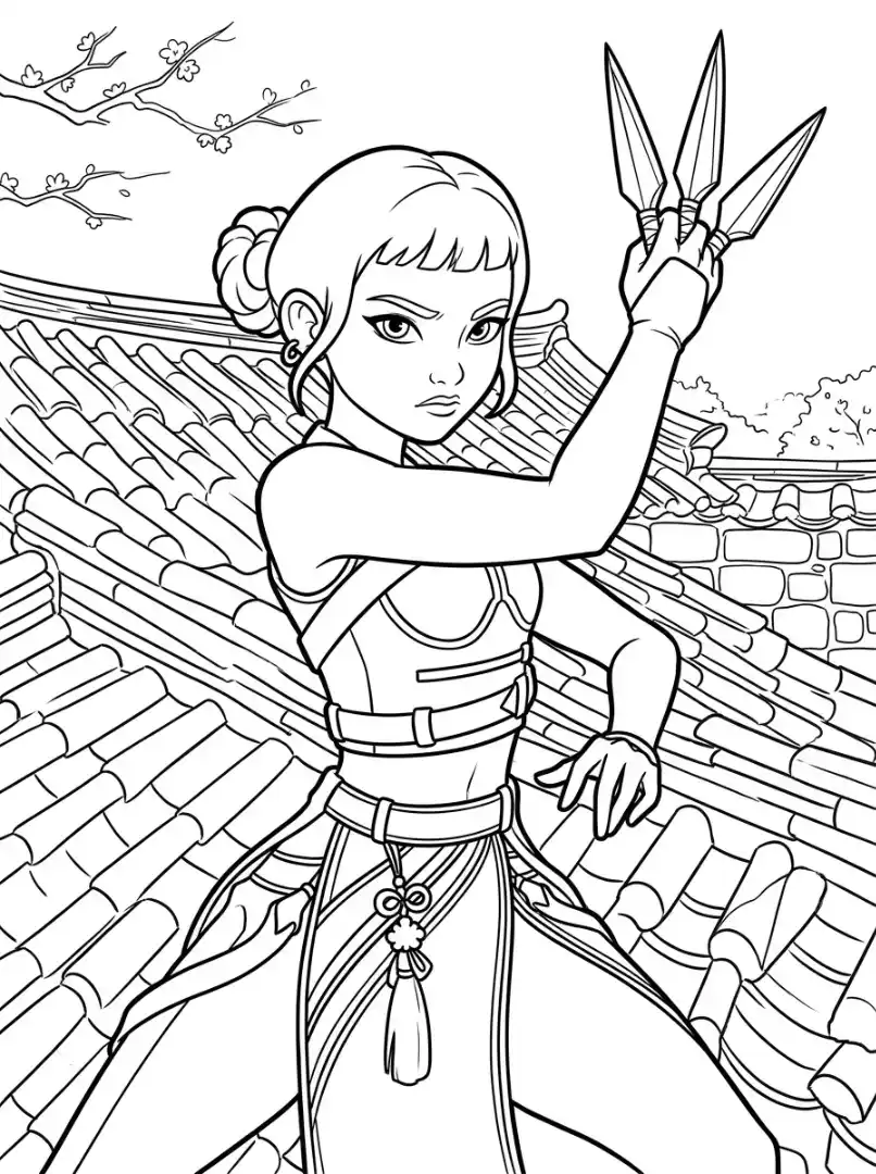 Kämpferin auf dem Tempeldach