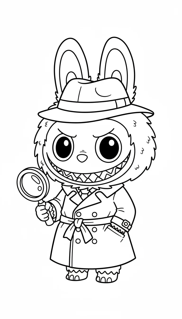 Labubu als kleiner Detektiv