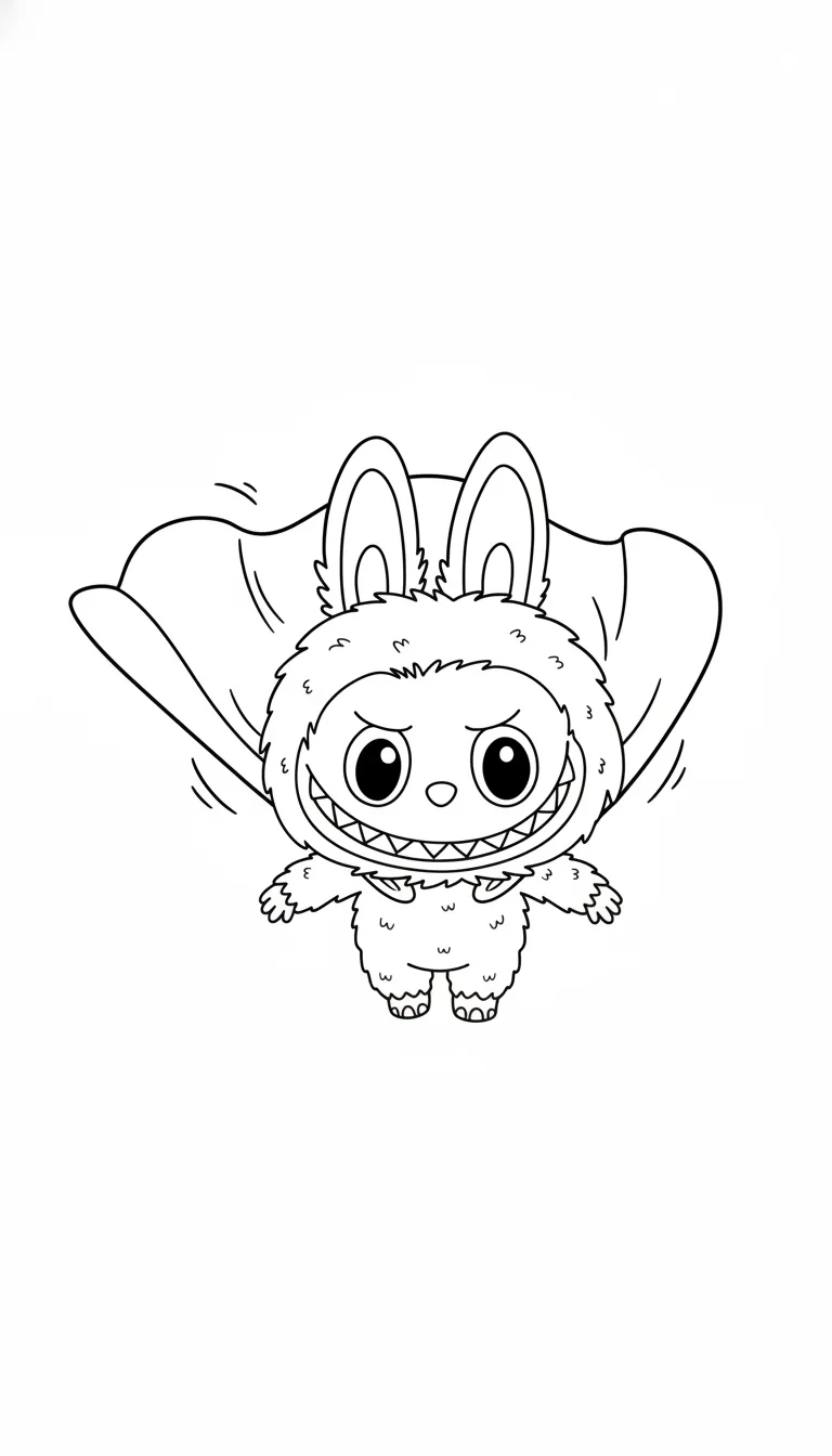 Labubu als kleiner Superheld