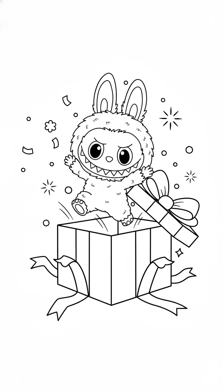 Labubu springt aus Geschenkbox