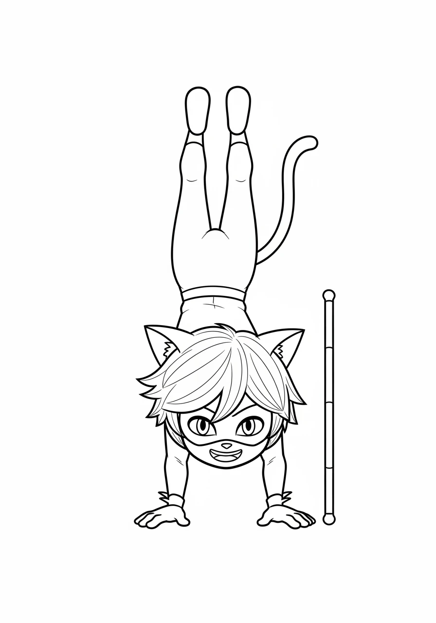 Cat Noir im Handstand