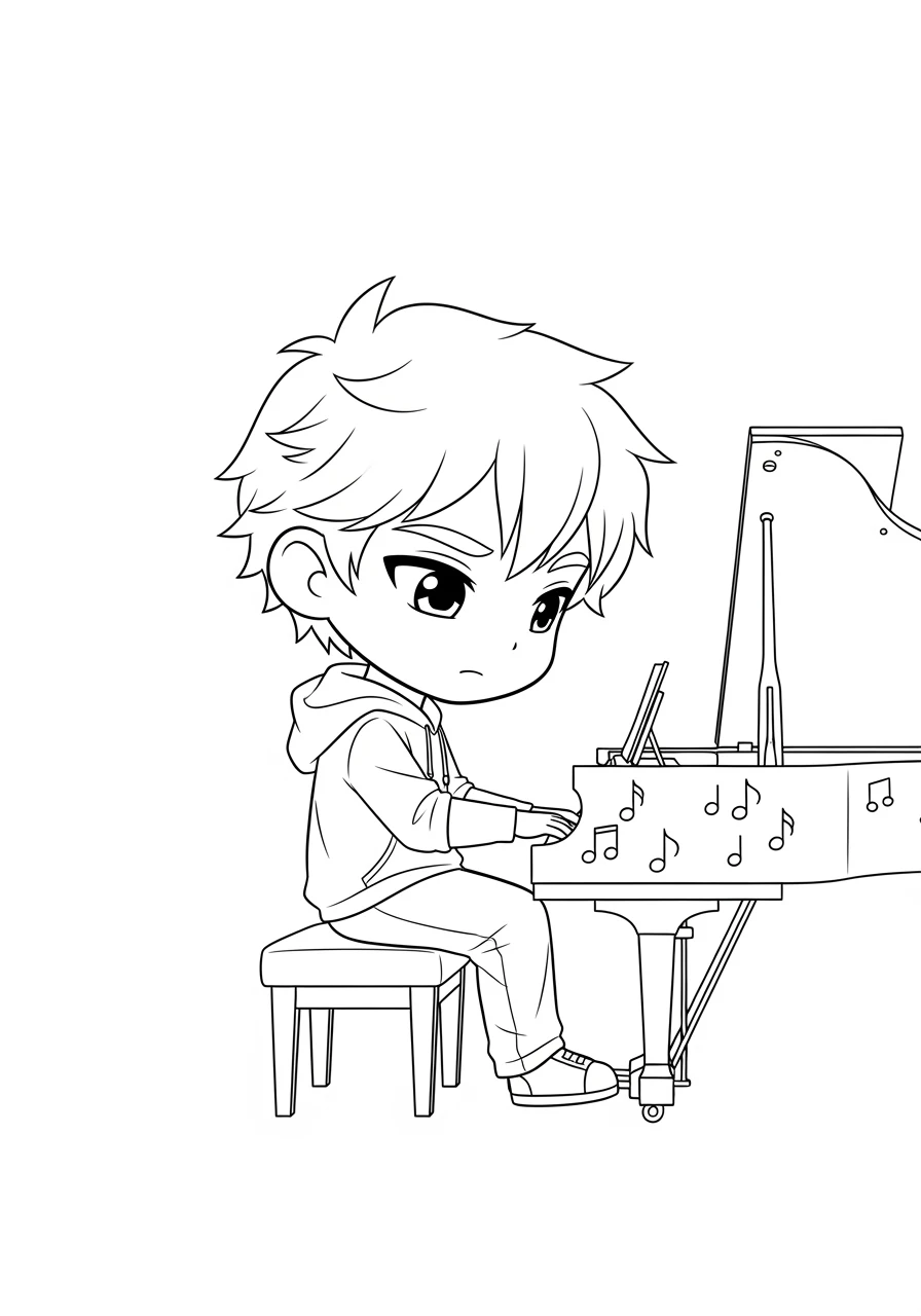Chibi Adrien am Klavier