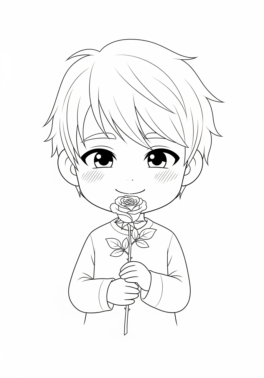 Chibi Adrien mit einer Rose