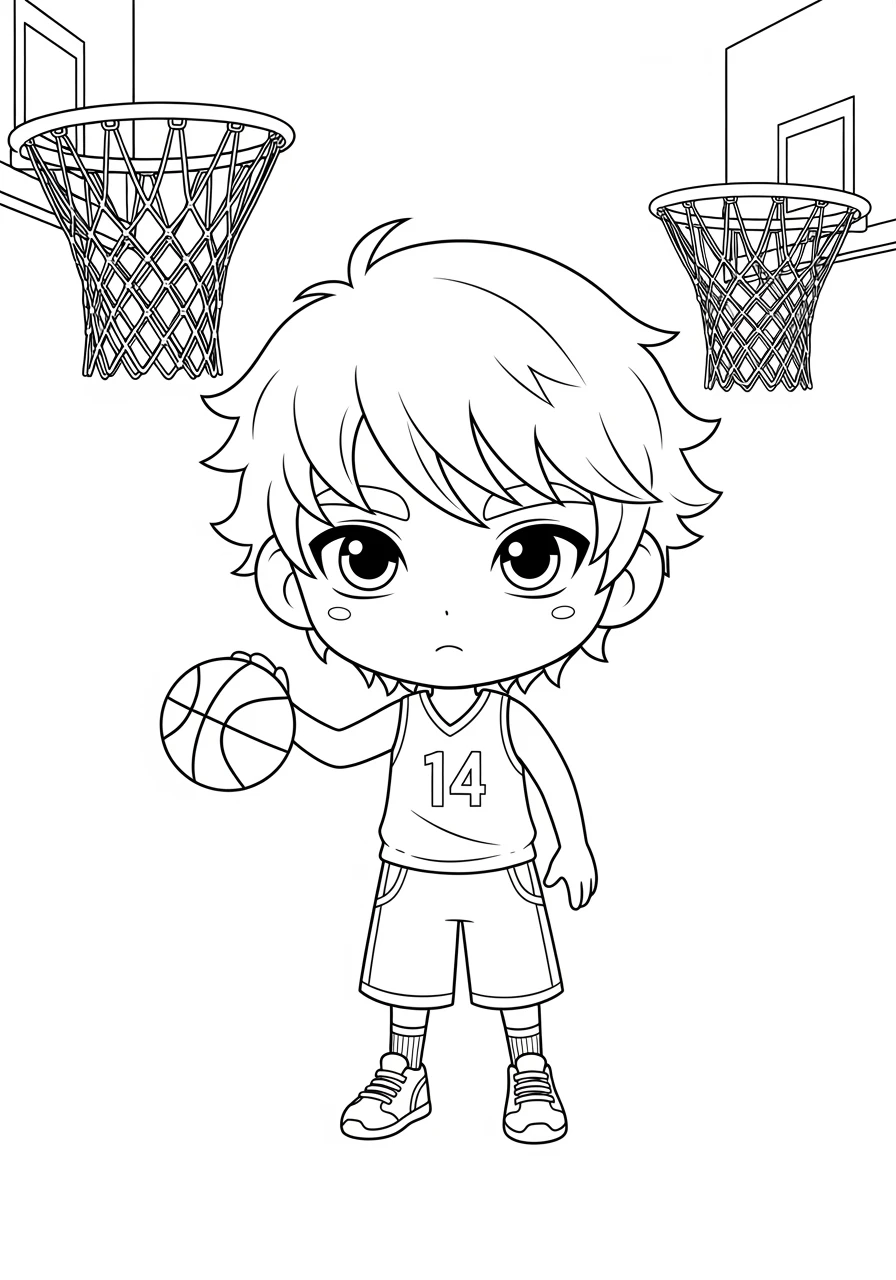 Chibi Adrien spielt Basketball