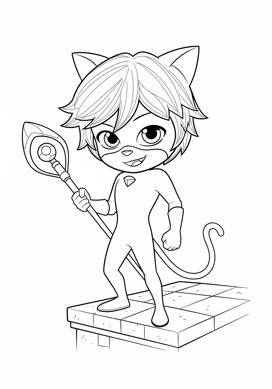 Chibi Cat Noir auf Hausdach